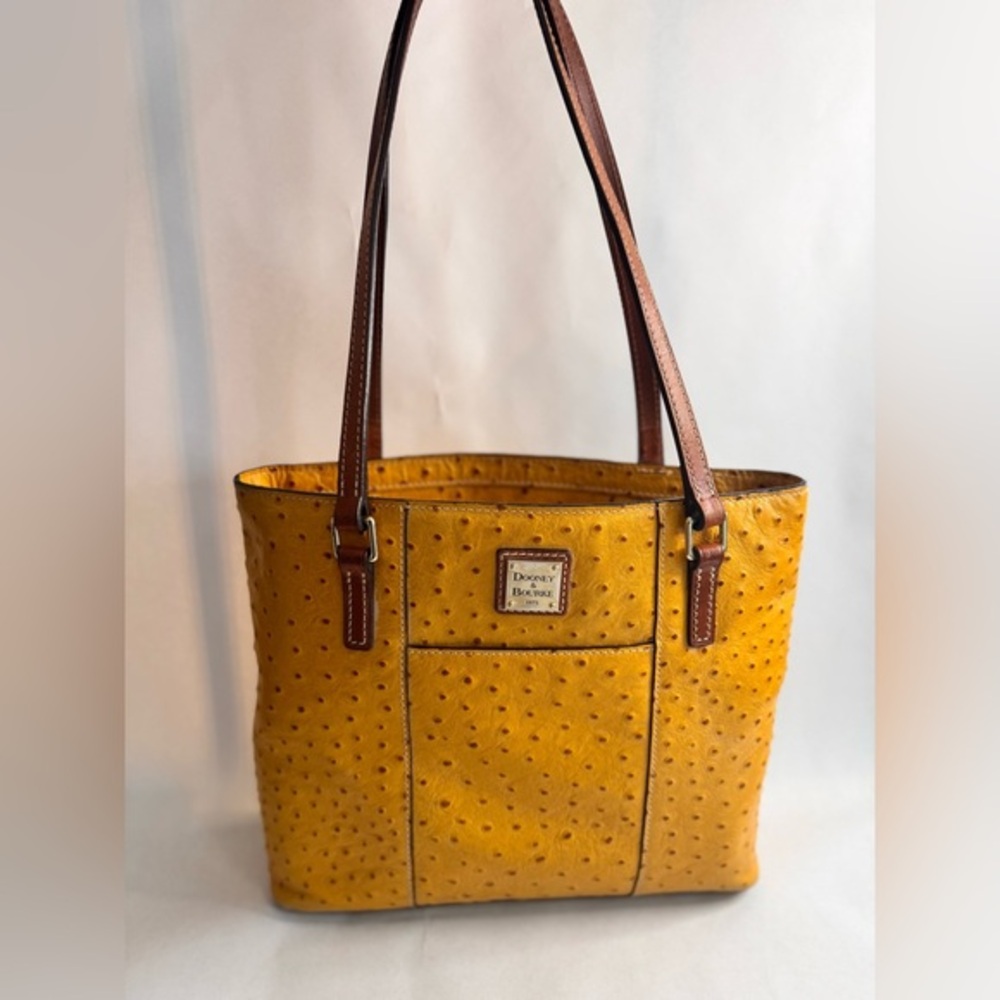 Dooney & Bourke Small Lexington Tote – Mustard– Gorgeous Red Interior
